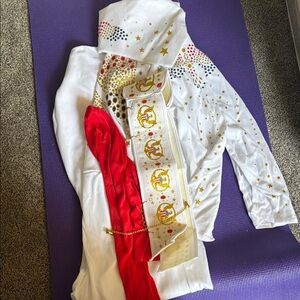 Men's White and Red Elvis costume
